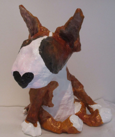 Red bull terrier - wire & plaster