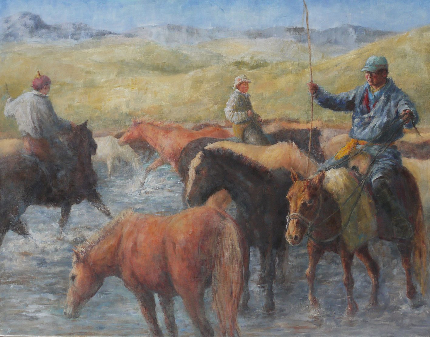 'Herders & Horses. Mongolia' Oil on Linen 71x91cm