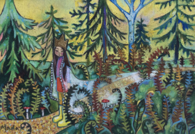 Forest Princess by Nanette Madan (oil pastel)