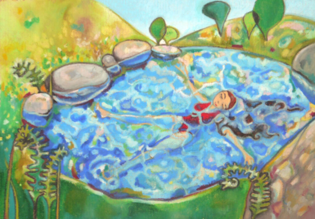 Wild Swimming by Nanette Madan (oil pastel)