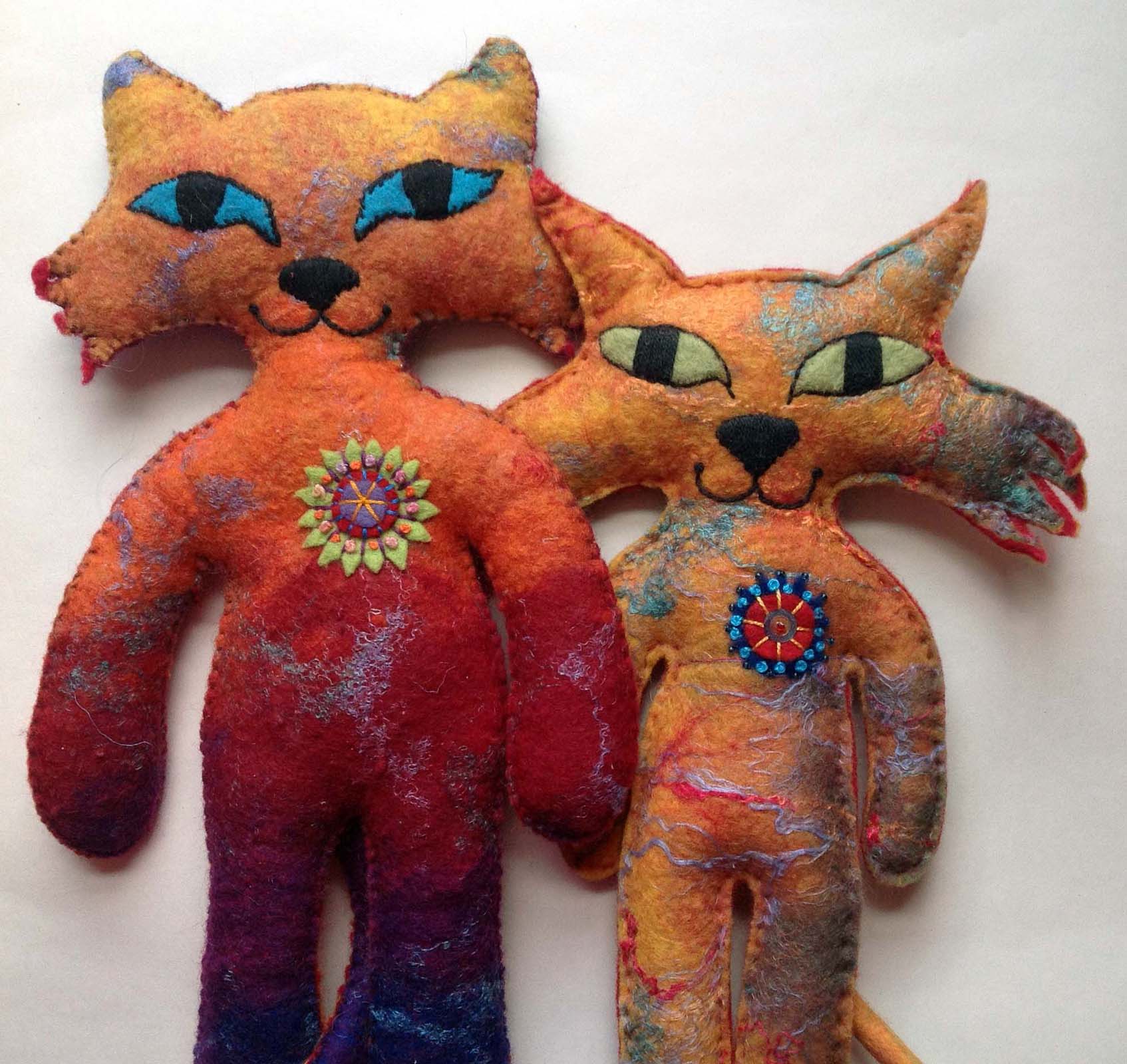 Love Cats, hand-felting and embroidery