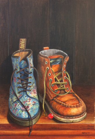 These boots are made for walking . Acrylic