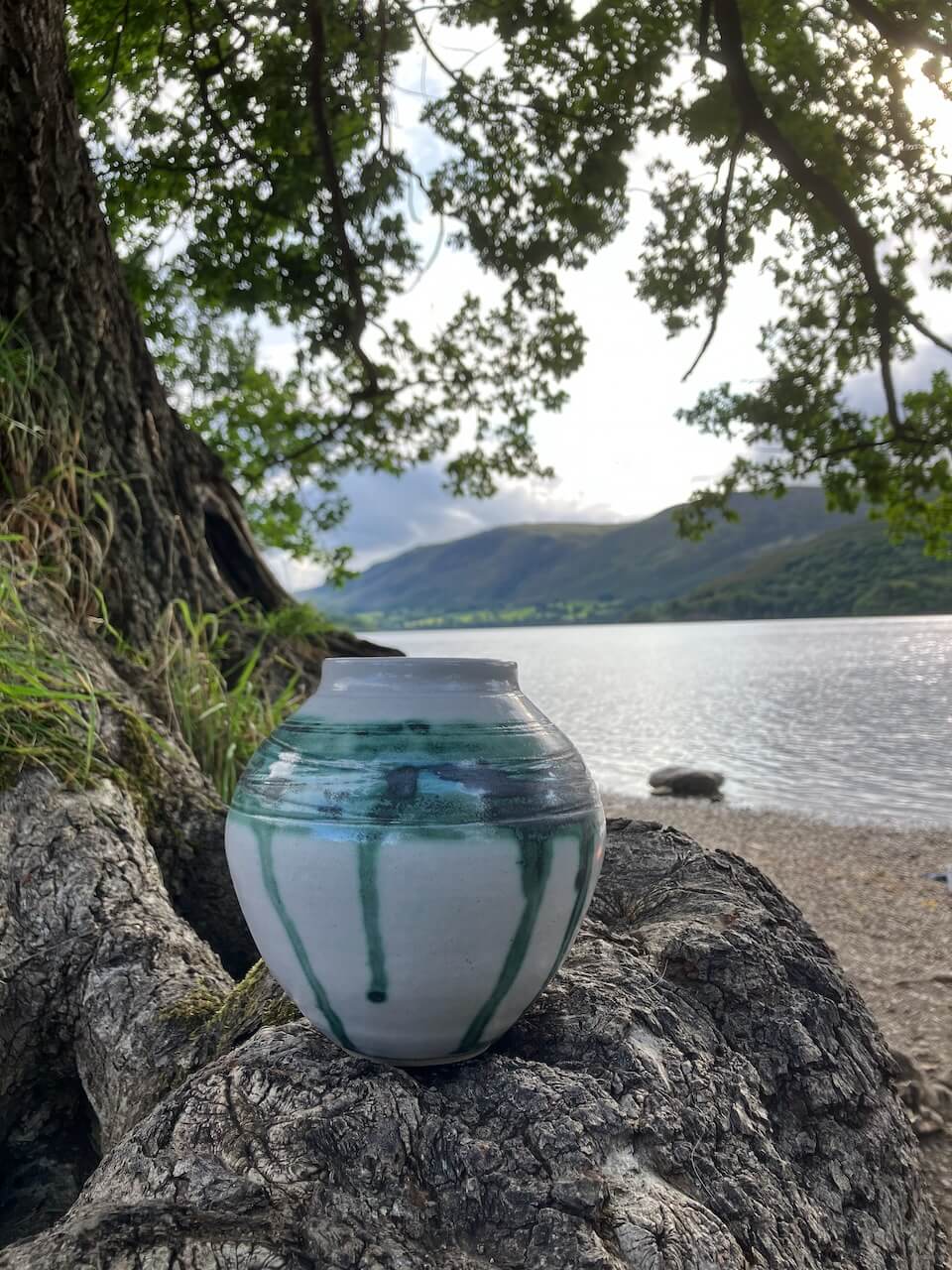 Copper green vase by Ullswater Ceramics