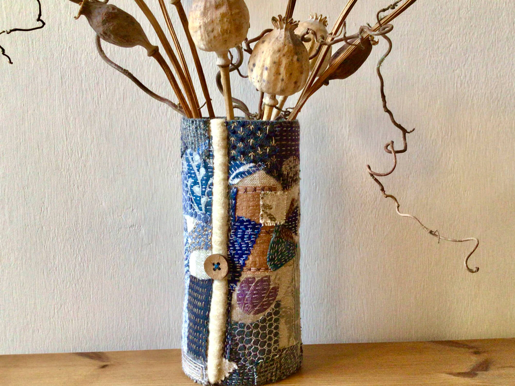 Hand stitched Boro vase