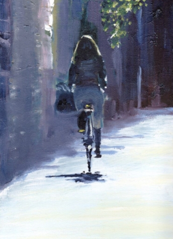 Girl on a Bike, Lucca, Italy by John Lipscombe
