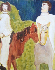 Couple on horses, Oil by Caroline Lumsden