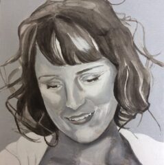 Portrait of a woman, Acrylic by Caroline Lumsden